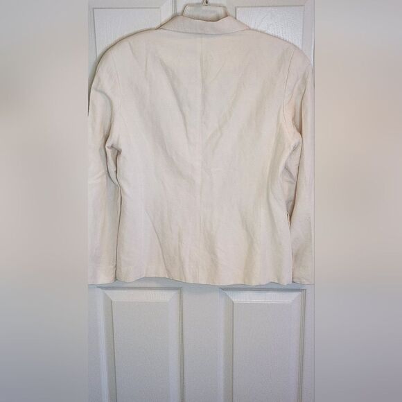 Express 11/12 Cream Lngslv Pockets Lined 55%SILK 45%LINEN Buttons Women Jacket - Picture 7 of 9